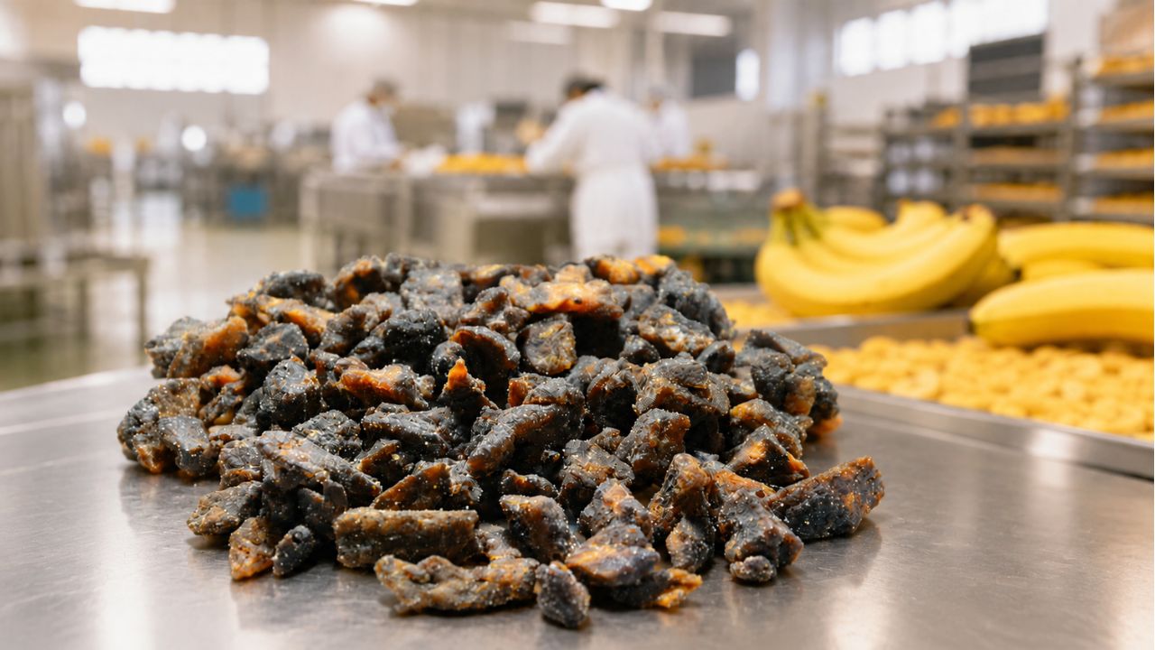 banana desidratada em cubos para a indústria alimentícia